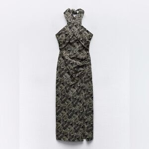 Zara Embroidered Leaf Midi Dress